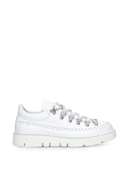 Sneakerși Fracap cu șireturi din piele alb