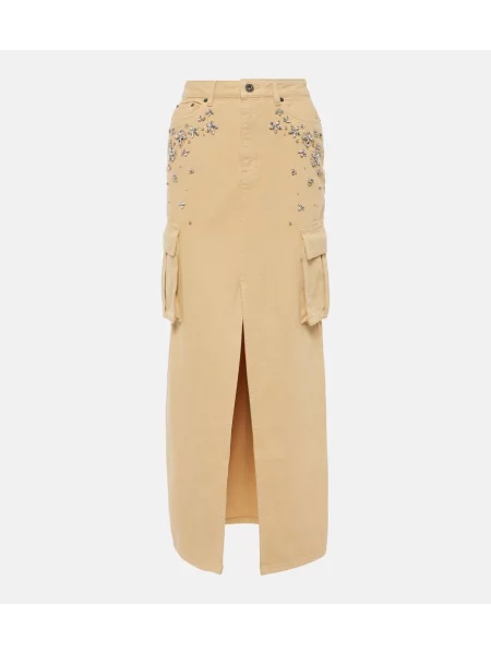 Fustă din denim Self-portrait bej