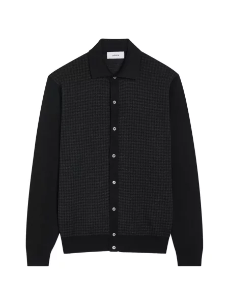 Cardigan Lardini de lână cu model pepito negru