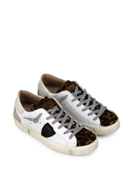 Sneakerși Philippe Model Paris cu imagine cu model leopard alb
