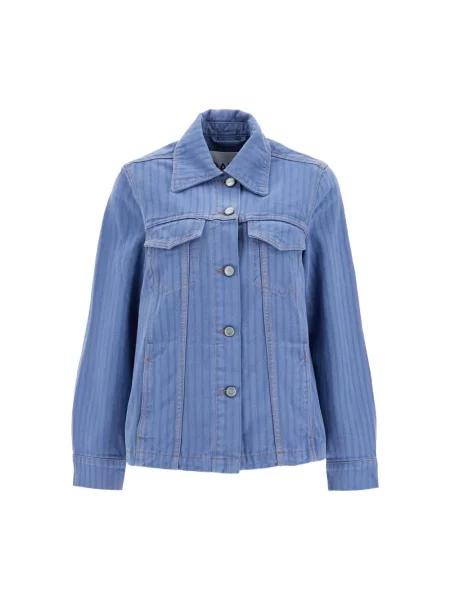 Kurtka Ganni w paski niebieska