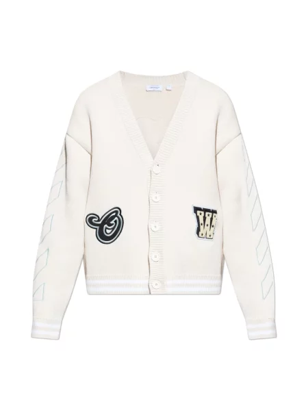 Dzianinowy kardigan Off-white z logo biały