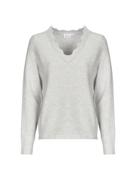 Pulover Vila cu decolteu în V bej