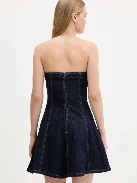 Abercrombie & Fitch rochie jeans mini evazati albastru