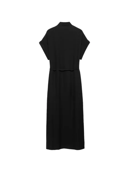 Rochie tip cămașă Shanghai Tang de mătase negru