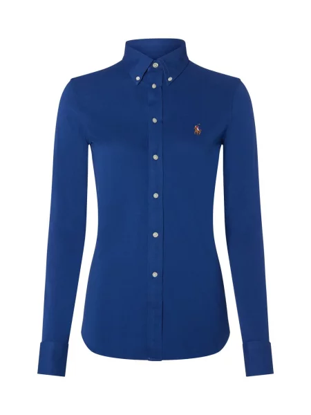 Bluzka koszulowa o kroju slim fit z kołnierzykiem typu button down Polo Ralph Lauren niebieska