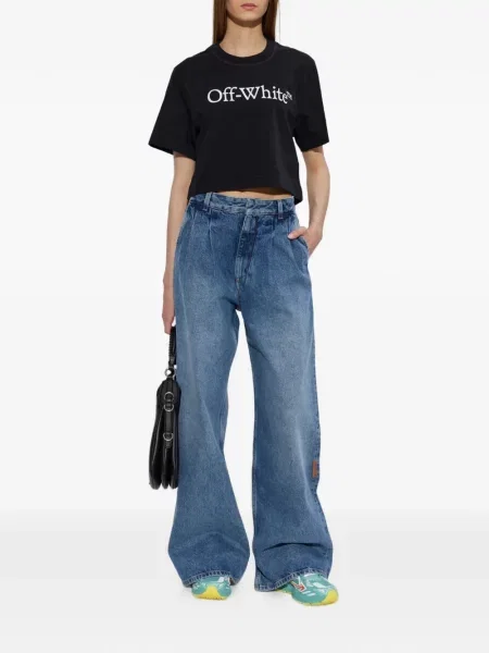 Decupat tricou Off-white cu imagine alb