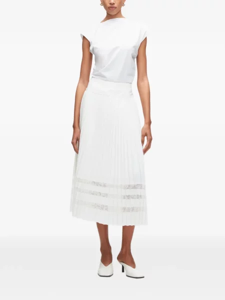 Fustă midi 3.1 Phillip Lim din dantelă alb