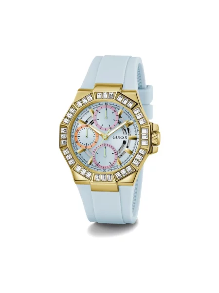 Lniany zegarek Guess niebieski