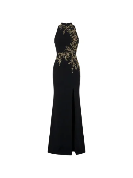 Rochie maxi Saiid Kobeisy cu gât halter de costum negru