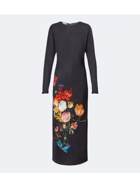 Rochie maxi Dries Van Noten din satin cu model floral