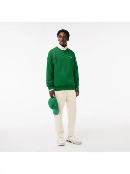 Lacoste Bluza Z Okrągłym Dekoltem Loose Fit zielona