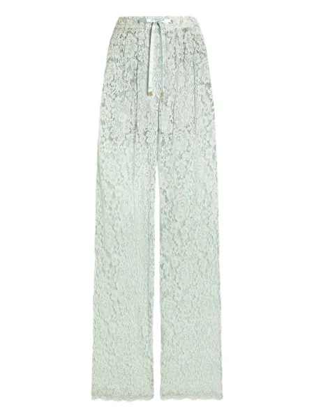 Pantaloni Dolce & Gabbana cu model floral din dantelă verde