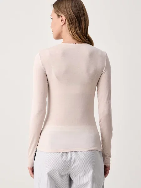 Tricou cu mânecă lungă Tommy Hilfiger bej
