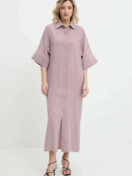 Answear Lab sukienka midi oversize różowy