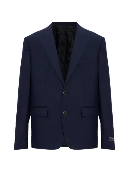 Sacou Balmain de lână cu autograf albastru