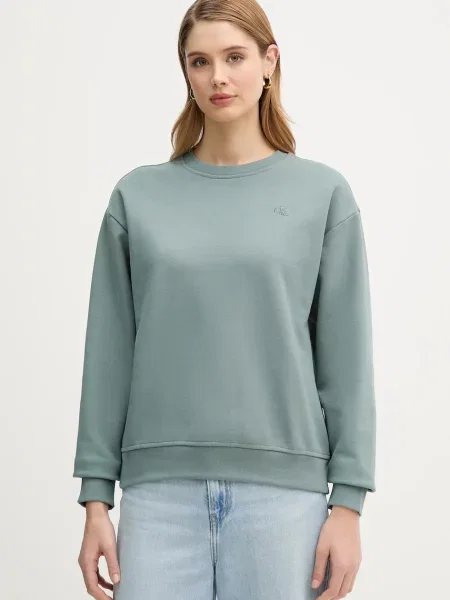 Calvin Klein Jeans bluza turkusowy gładka