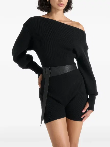 Cu centură salopetă Manière De Voir tricotate negru