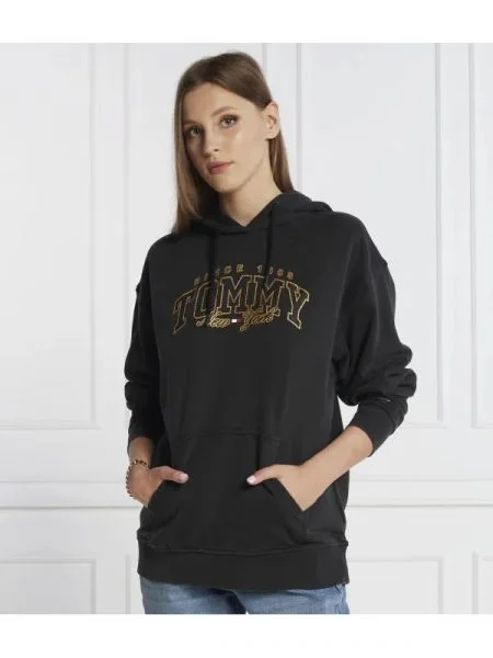 Tommy Jeans Hanorac LUXE VARSITY | Relaxed fit negru