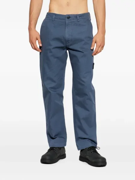 Pantaloni Stone Island cu strasuri albastru