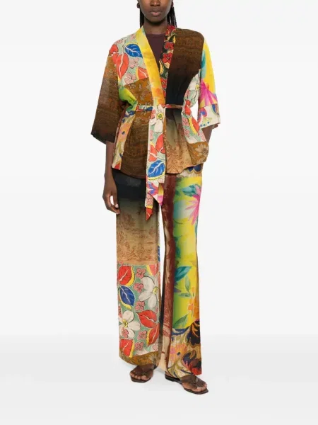 Pantaloni palazzo 120% Lino cu imagine maro