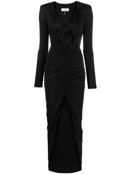Rochie maxi Nissa cu model floral de costum negru