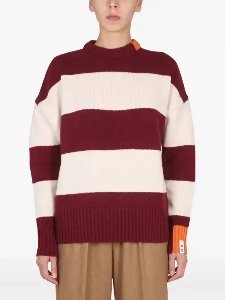 Sweter Right For w paski czerwony