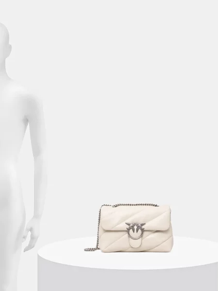 Pinko чанта crossbody дамска от кожа бежово