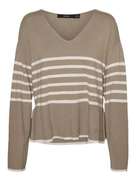 VERO MODA Pulover HAPPINESS crem maro