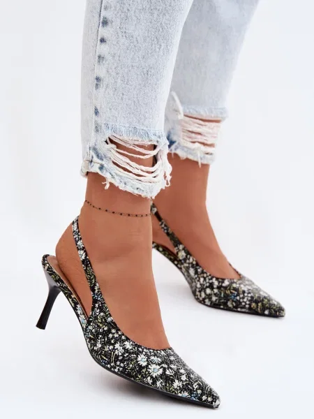 Sandale Boto cu model floral alb