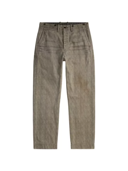 Pantaloni Ralph Lauren Rrl cu model herringbone gri