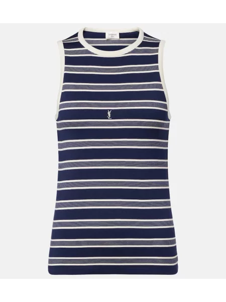 Podkoszulka Saint Laurent w paski z dżerseju niebieska
