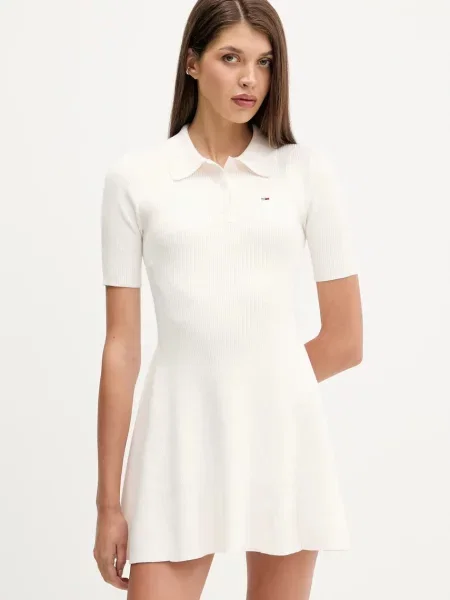 Tommy Jeans sukienka mini rozkloszowana beżowy