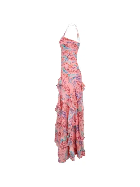 Rochie Patbo cu volane de costum roz