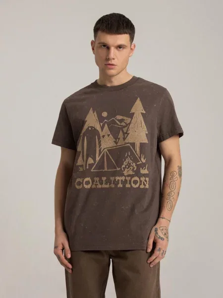 Футболка Diverse с эффектом тай-дай коричневая