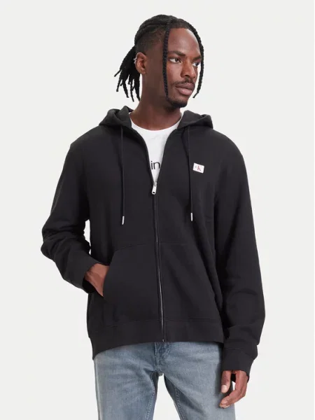 Calvin Klein Jeans Ζακέτα φούτερ μαύρο
