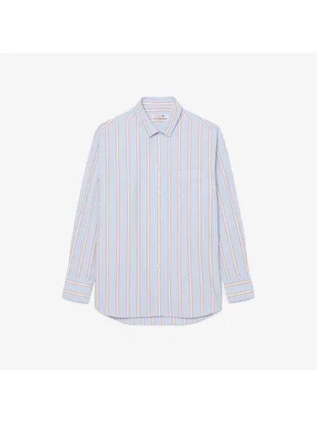 Lacoste Koszula W Paski Oversize niebieska