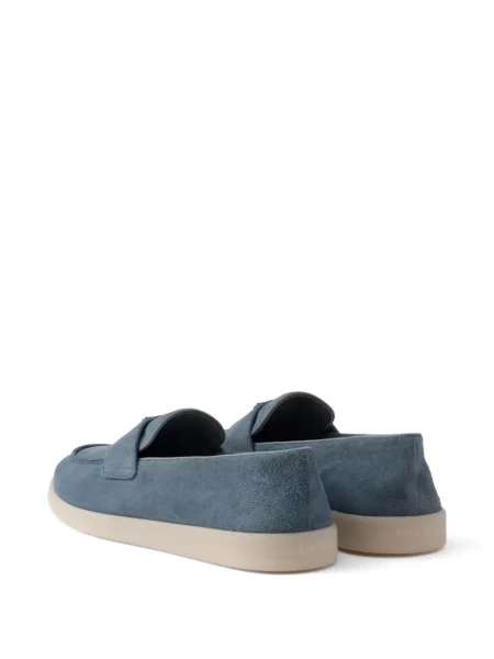 Pantofi loafer Prada din piele de căprioară albastru