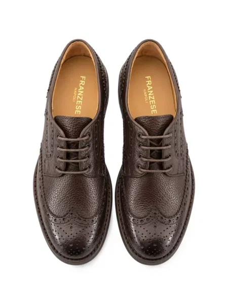 Δερμάτινος brogues Franzese Collection με κορδόνια καφέ