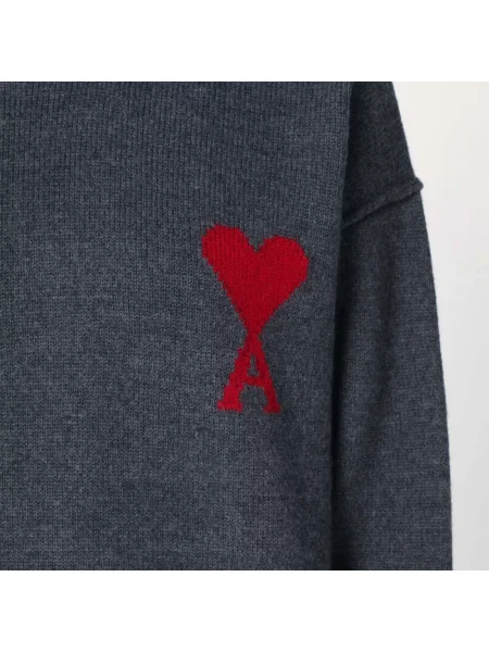 Sweter Ami Paris wełniany szary