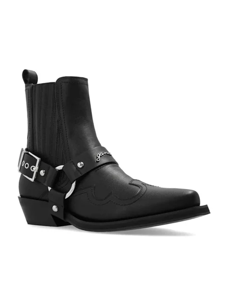 Buty do kostki Ganni skórzane czarne