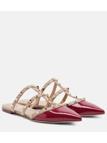 Papuci tip mules Valentino Garavani din piele bordo