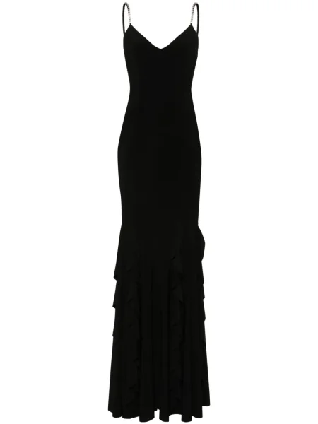 Rochie maxi Nissa din șifon cu volane de costum negru