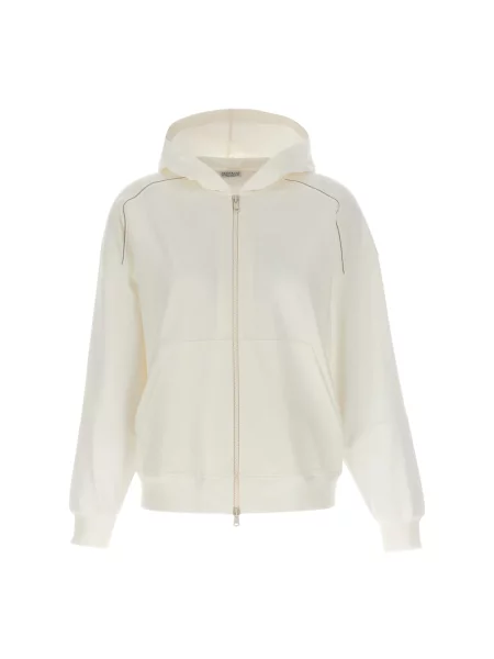 Bluza z kapturem Brunello Cucinelli z kapturem biała