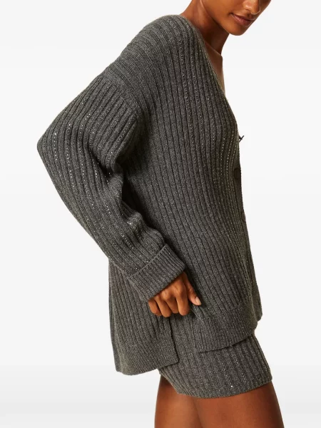Cardigan Twinset de lână gri
