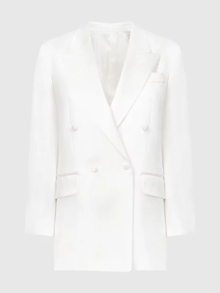 Двобортний жакет із шовку Jacob Lee білий