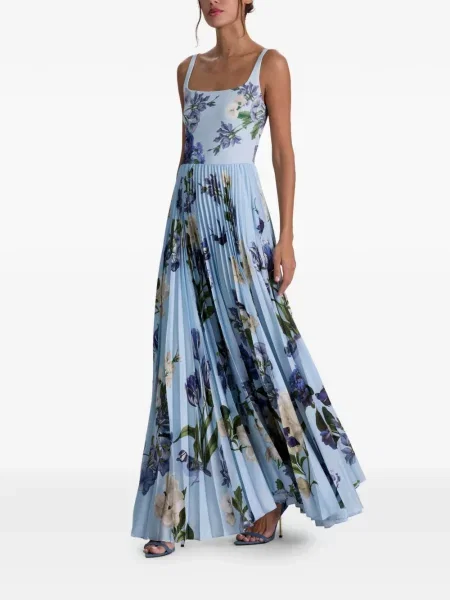 Gėlėtas raštuotas maxi suknele Alice + Olivia mėlyna