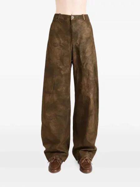 Δερμάτινο παντελόνι Free People καφέ