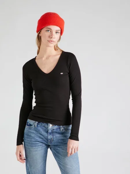 Tommy Jeans Bluză ESSENTIAL negru
