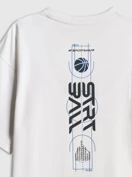 T-SHIRT 4F KOSZULKA SPORTOWA Z NADRUKIEM biała